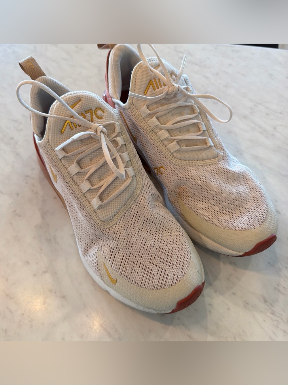 Nike Air Max 270 React Pale Pink & Gold Sneakers sz10 - Picture 2 of 5